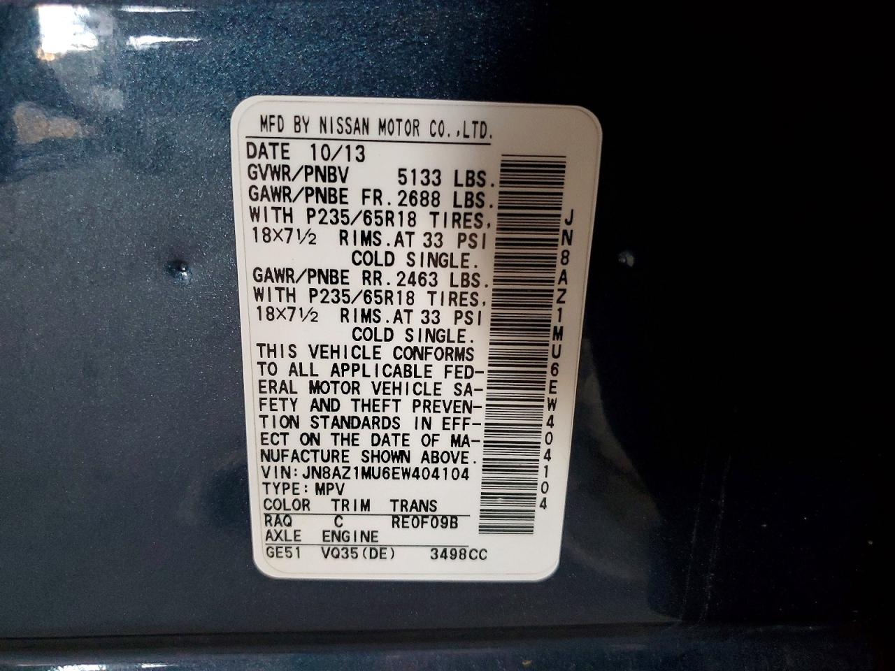 2014 NISSAN MURANO S photo 34