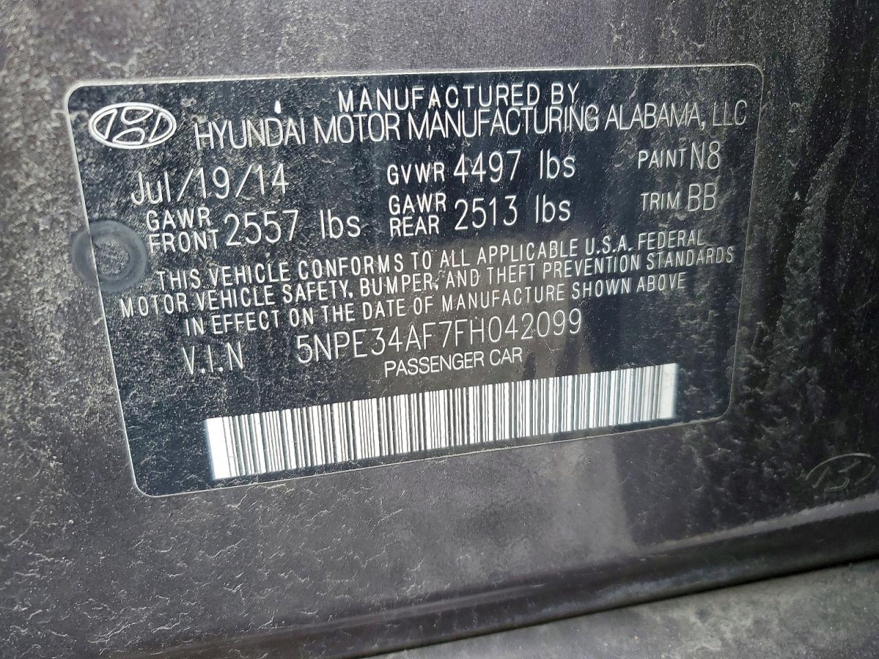2015 HYUNDAI SONATA LIMITED photo 12