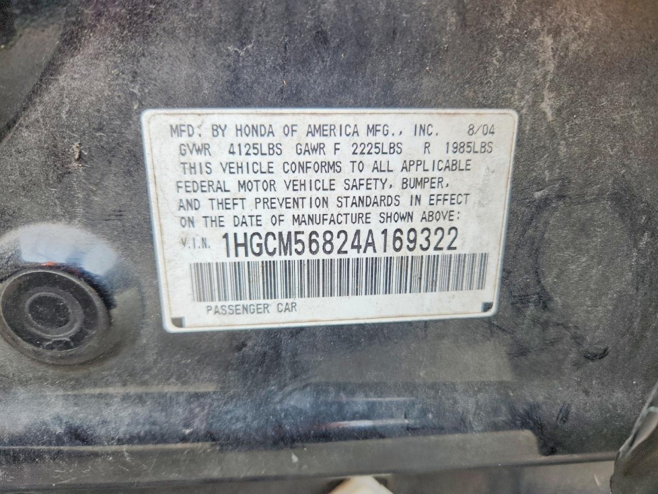 2004 HONDA ACCORD EX photo 25
