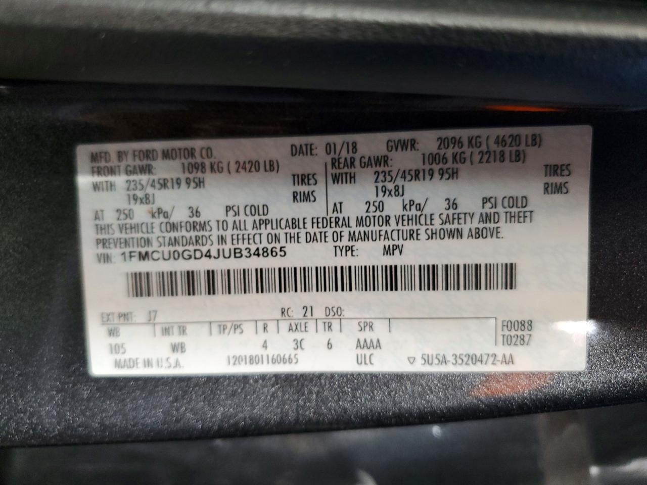 2018 FORD ESCAPE SE photo 34