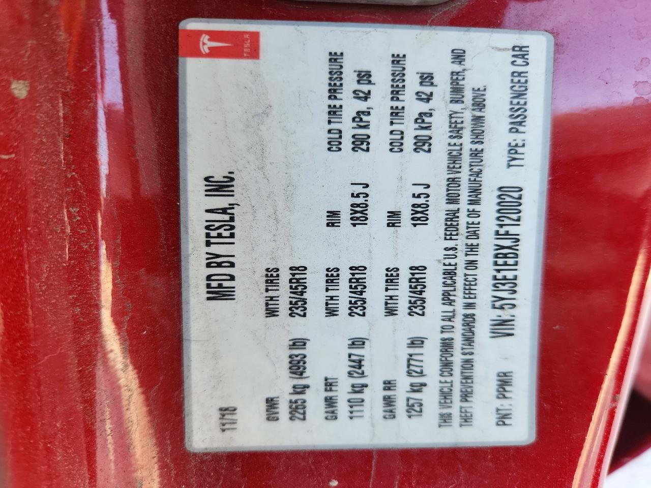 2018 TESLA MODEL 3 photo 23