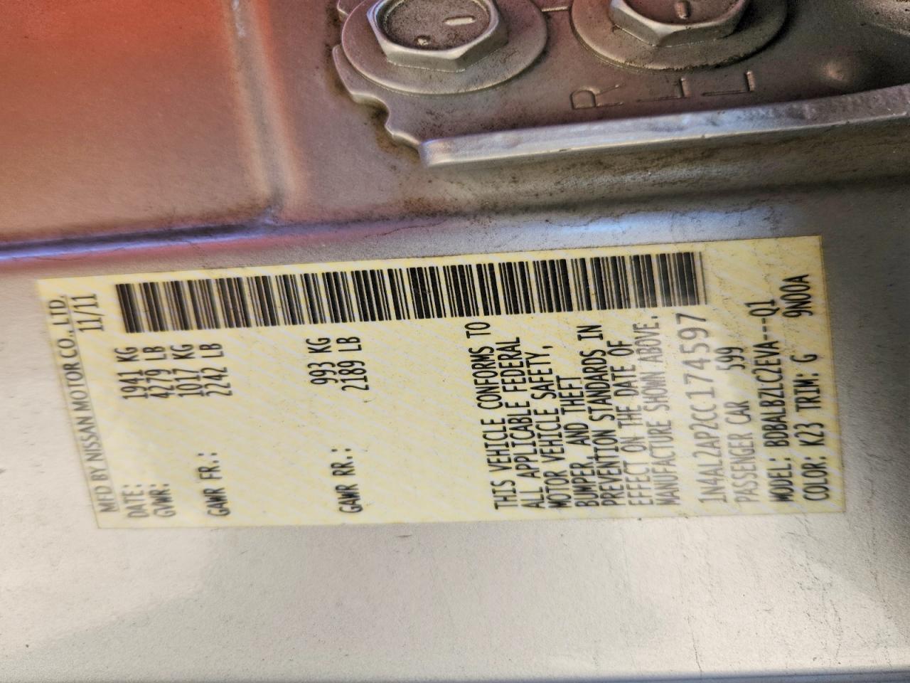 2012 NISSAN ALTIMA 2.5 photo 23