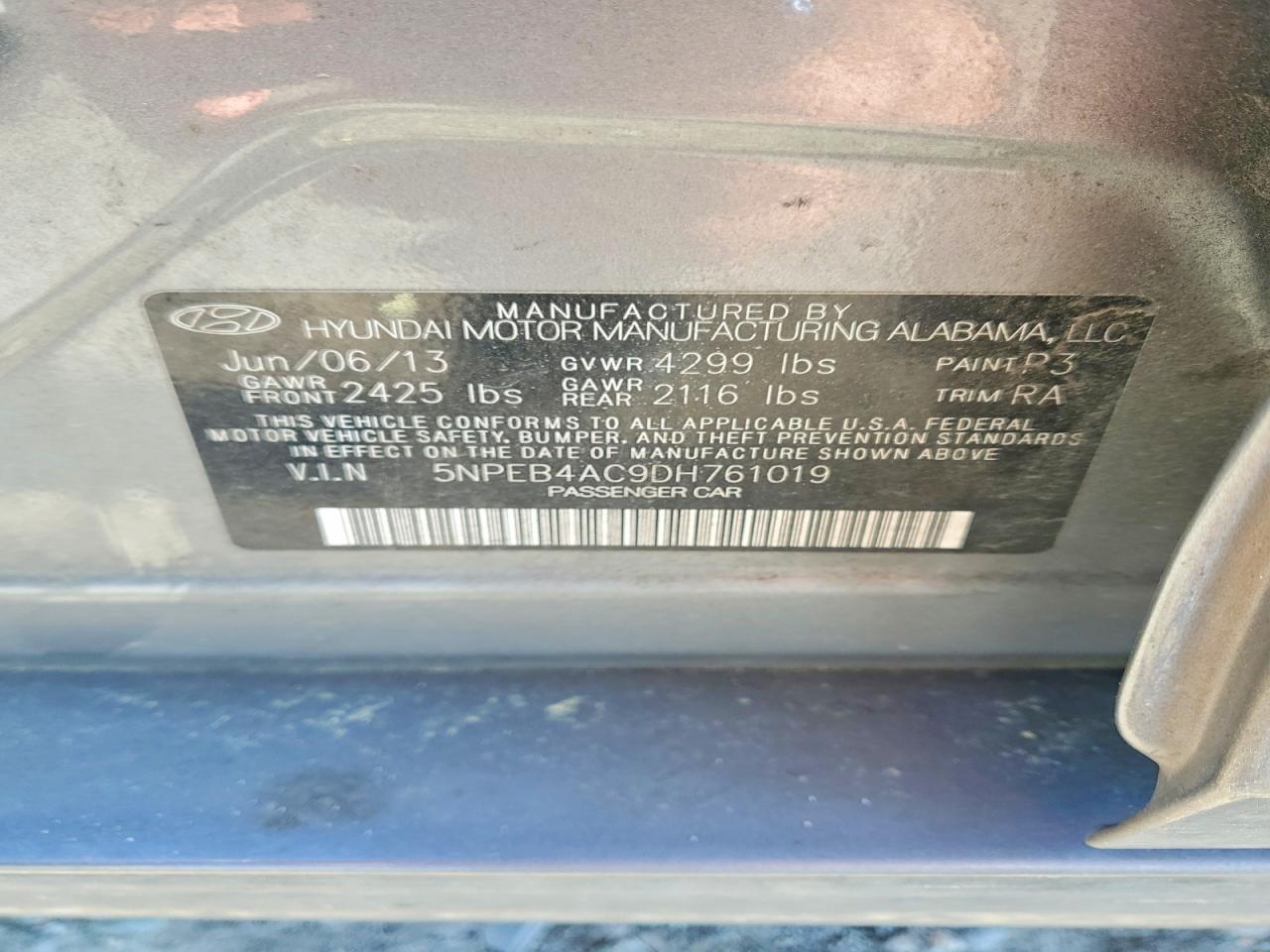 2013 HYUNDAI SONATA GLS photo 34