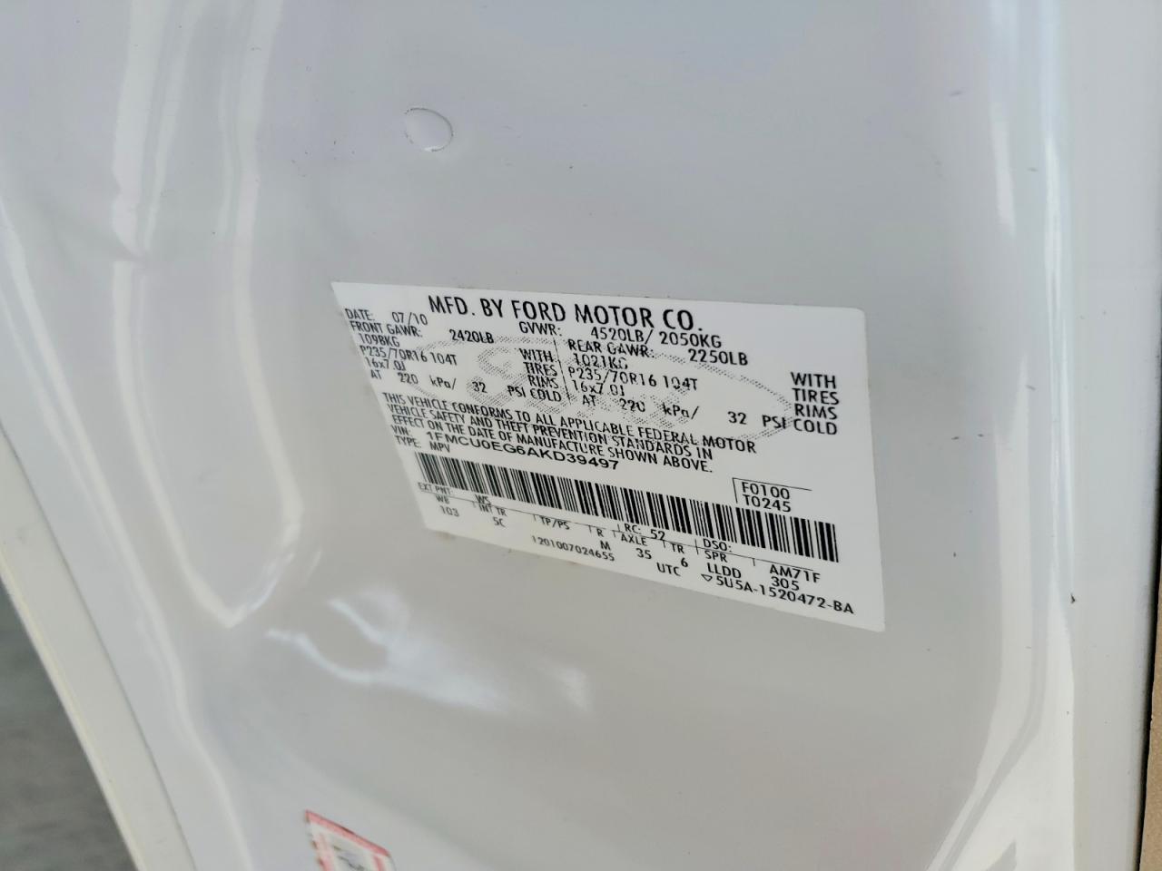 2010 FORD ESCAPE LIMITED photo 12