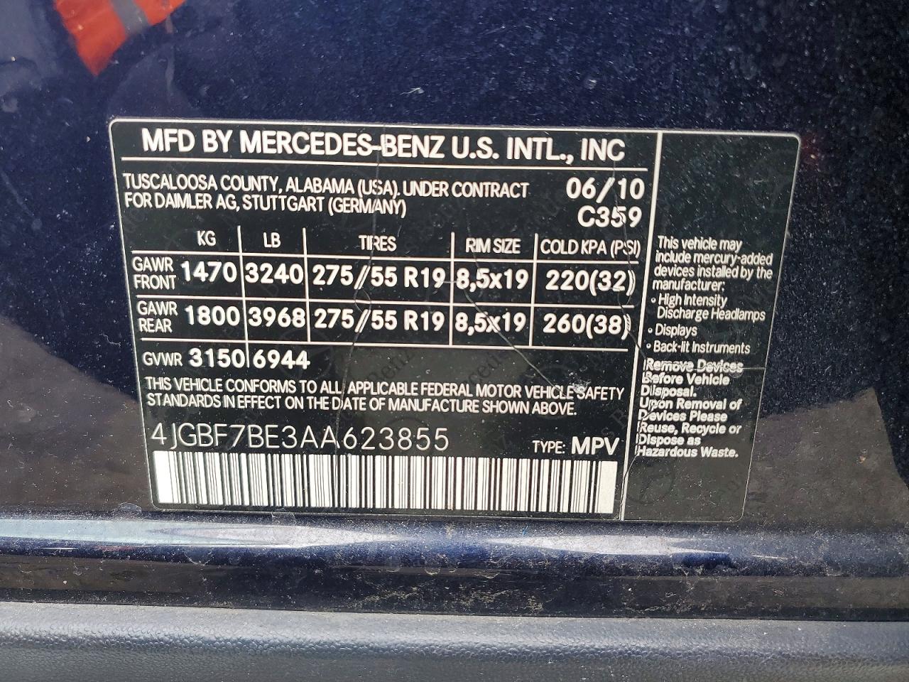 2010 MERCEDES-BENZ GL 450 4MATIC photo 25