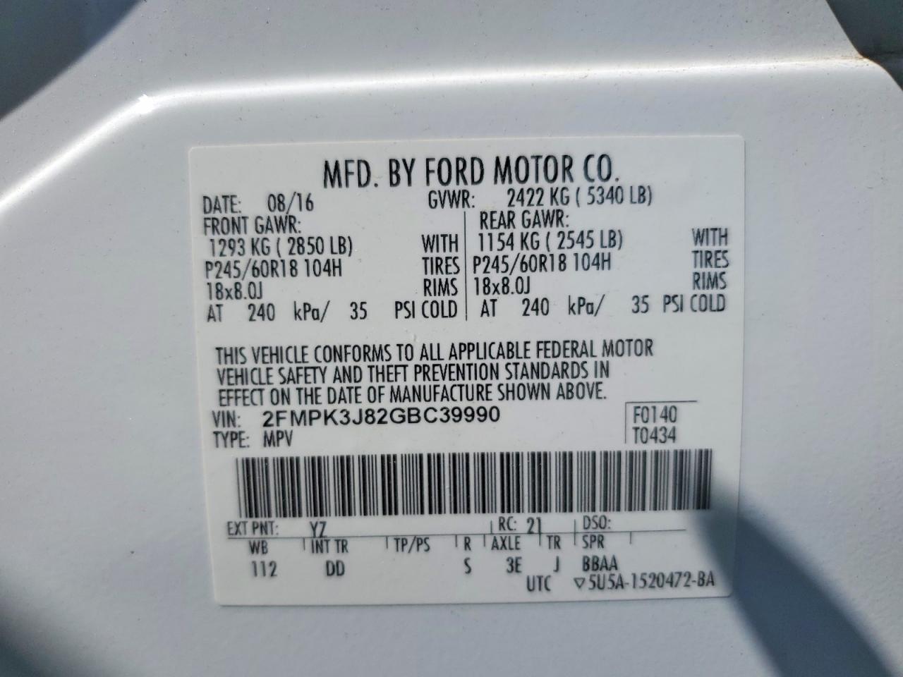 2016 FORD EDGE SEL photo 13