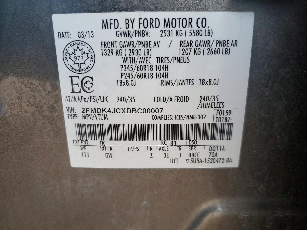 2013 FORD EDGE SEL photo 27