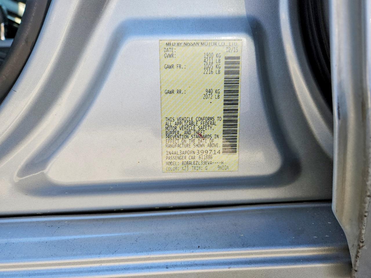 2015 NISSAN ALTIMA 2.5 S photo 34