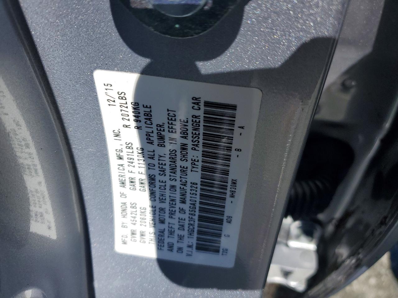 2016 HONDA ACCORD photo 13