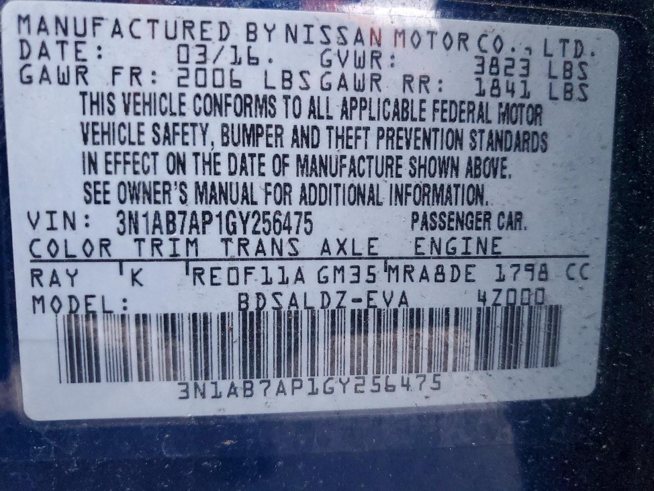 2016 NISSAN SENTRA SV photo 34