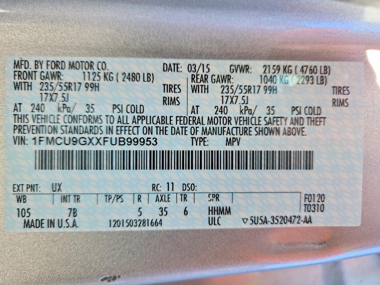 2015 FORD ESCAPE SE photo 25