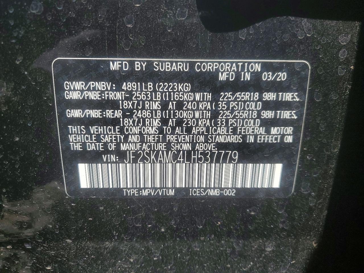 2020 SUBARU FORESTER SPORT photo 40