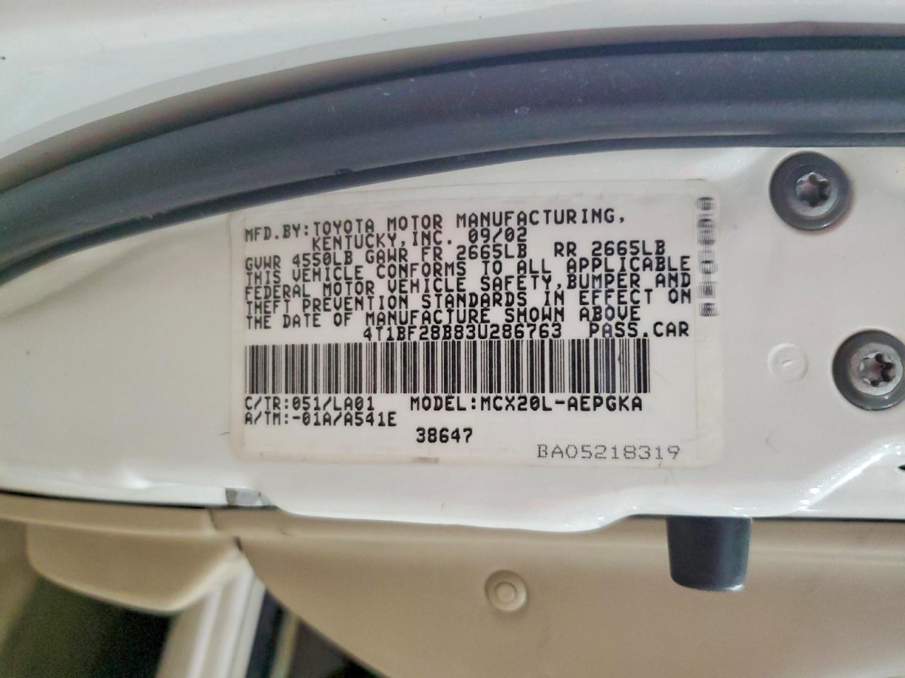 2003 TOYOTA AVALON XLS photo 37