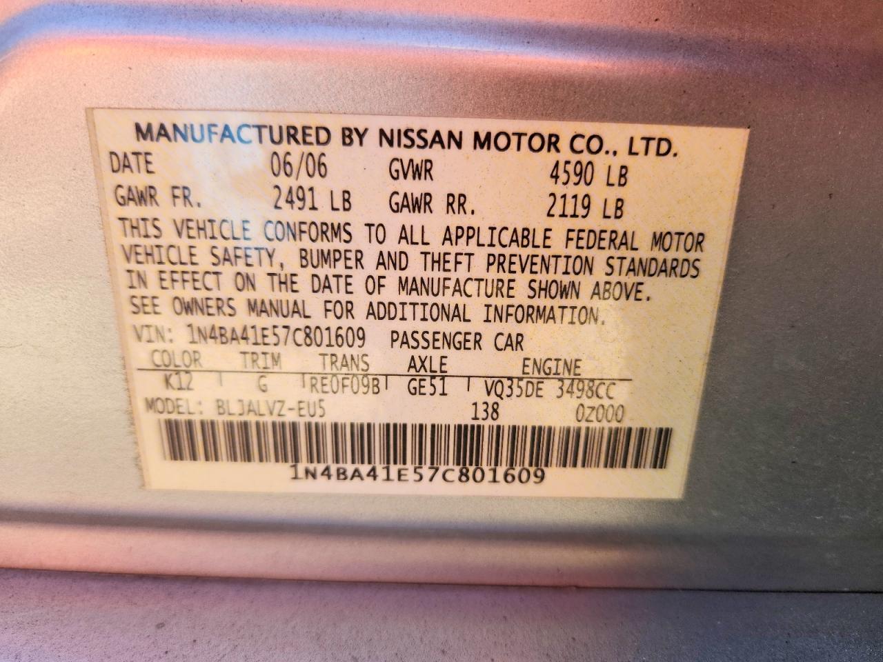 2007 NISSAN MAXIMA 3.5 SE photo 34