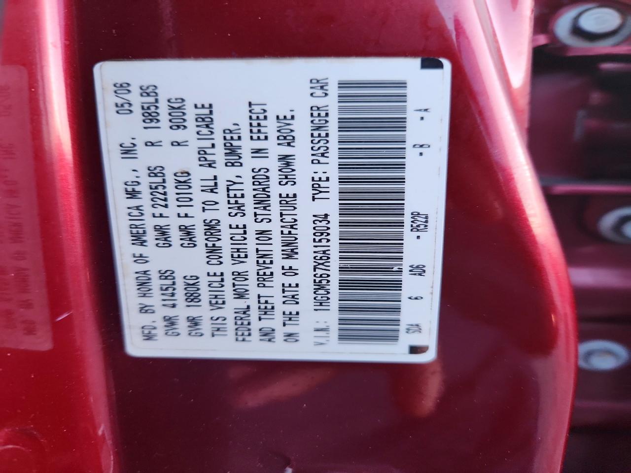 2006 HONDA ACCORD photo 23