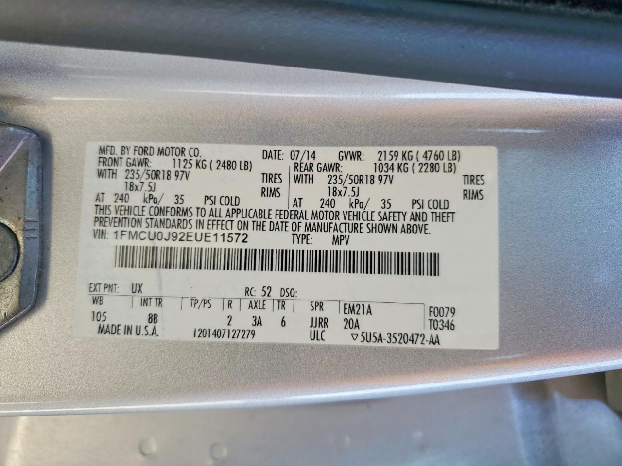 2014 FORD ESCAPE TITANIUM photo 25