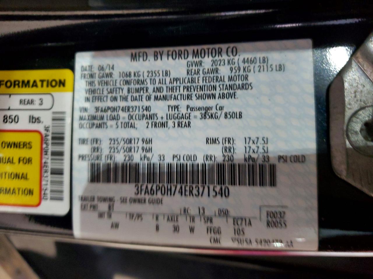 2014 FORD FUSION SE photo 25