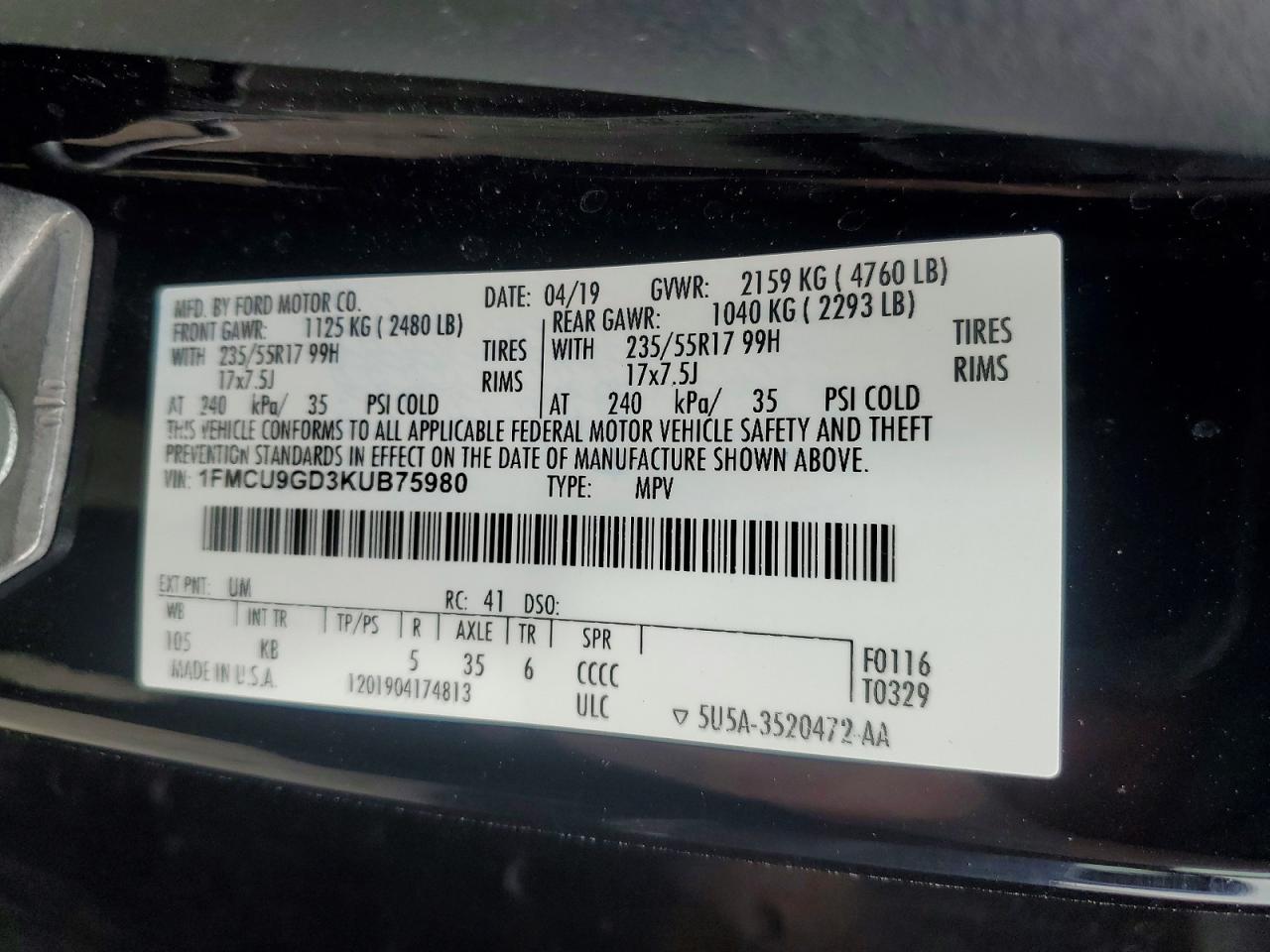2019 FORD ESCAPE SE photo 40