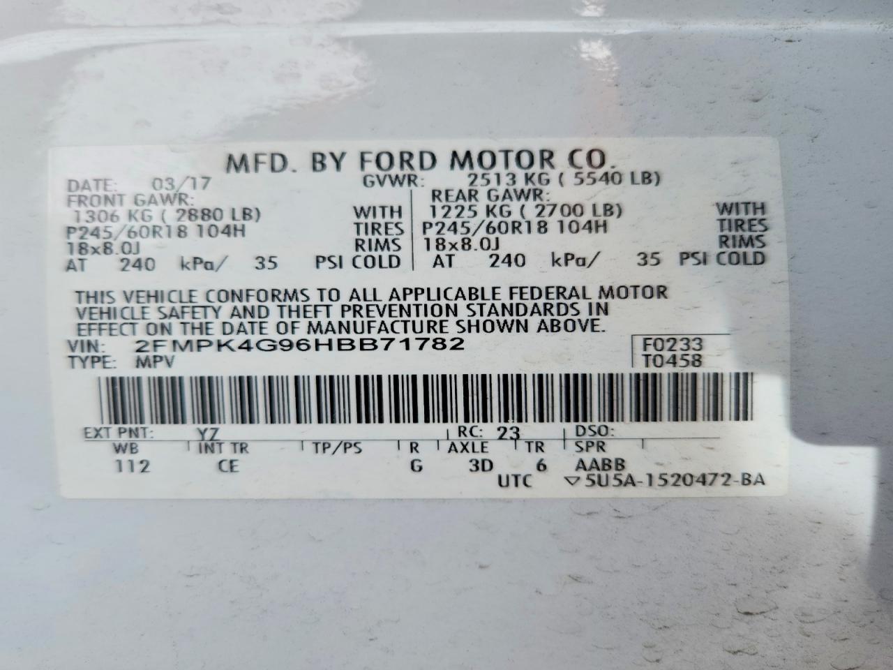 2017 FORD EDGE SE photo 13