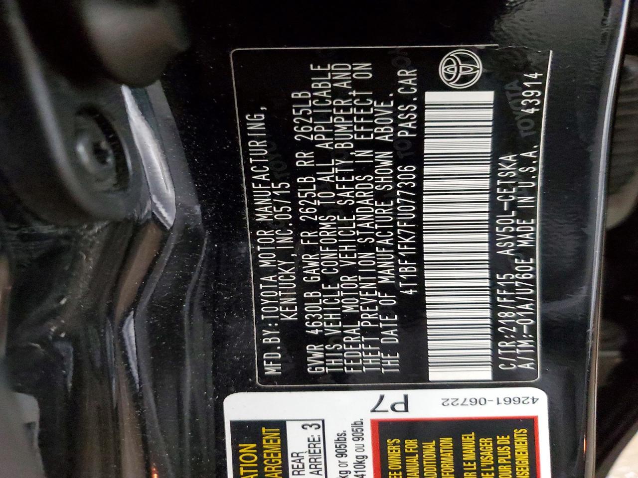 2015 TOYOTA CAMRY SE photo 12