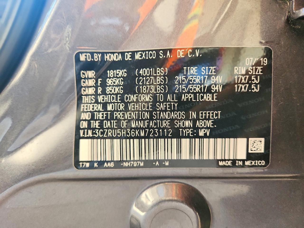 2019 HONDA HR-V LX photo 25