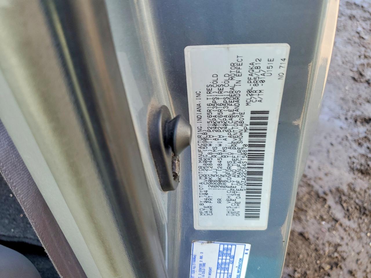 2004 TOYOTA SIENNA XLE 7 PASSENGER photo 13