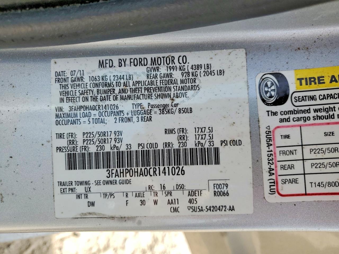 2012 FORD FUSION SE photo 23