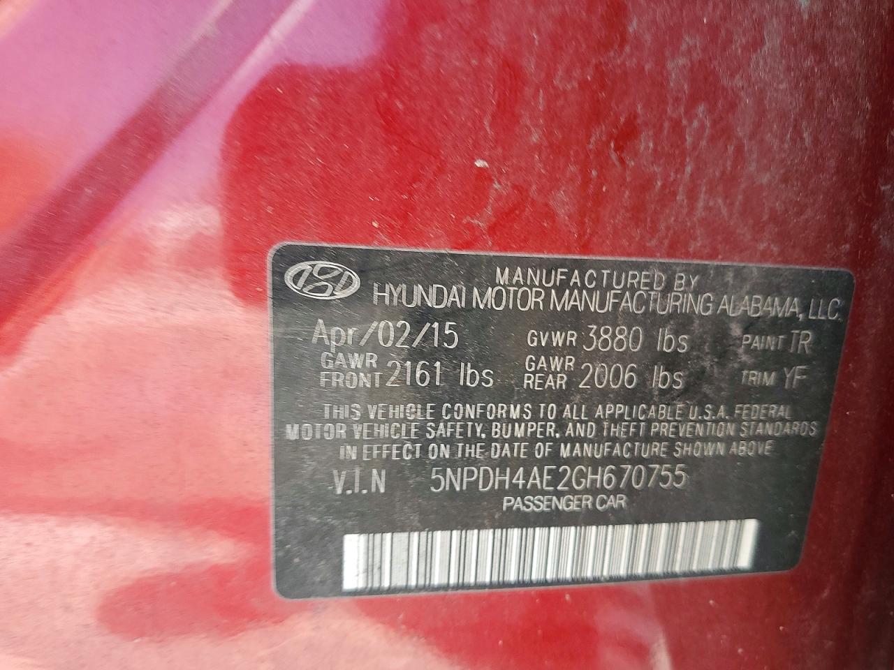 2016 HYUNDAI ELANTRA SE photo 12
