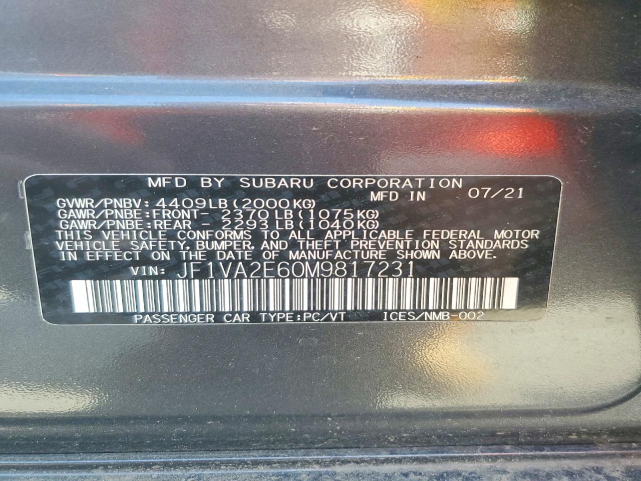 2021 SUBARU WRX STI photo 23
