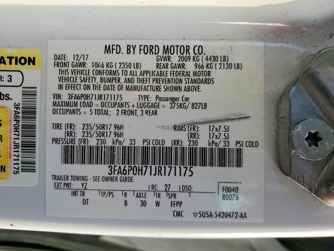 2018 FORD FUSION SE photo 23
