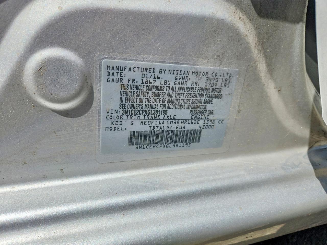 2016 NISSAN VERSA NOTE SV photo 23