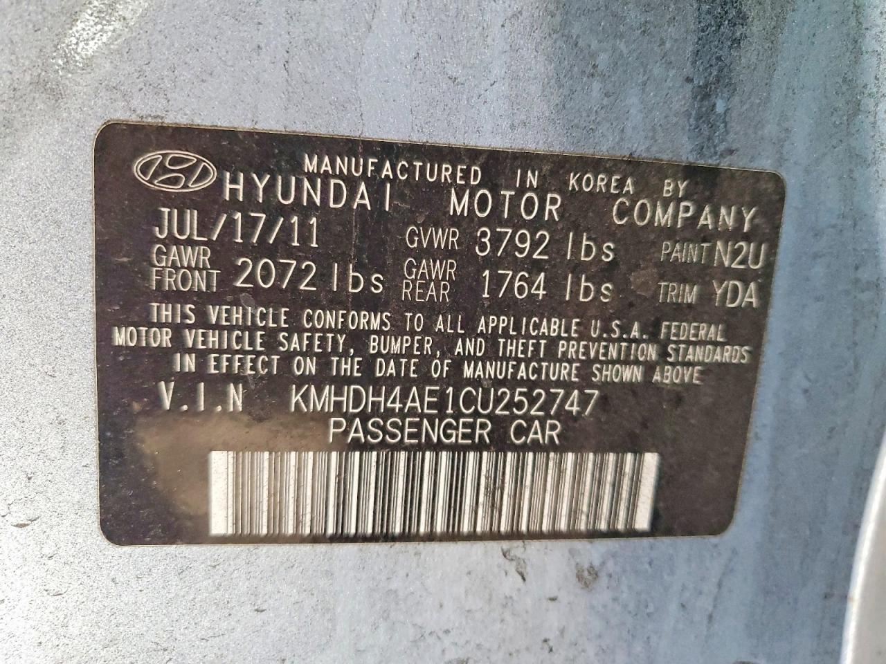 2012 HYUNDAI ELANTRA GLS photo 23
