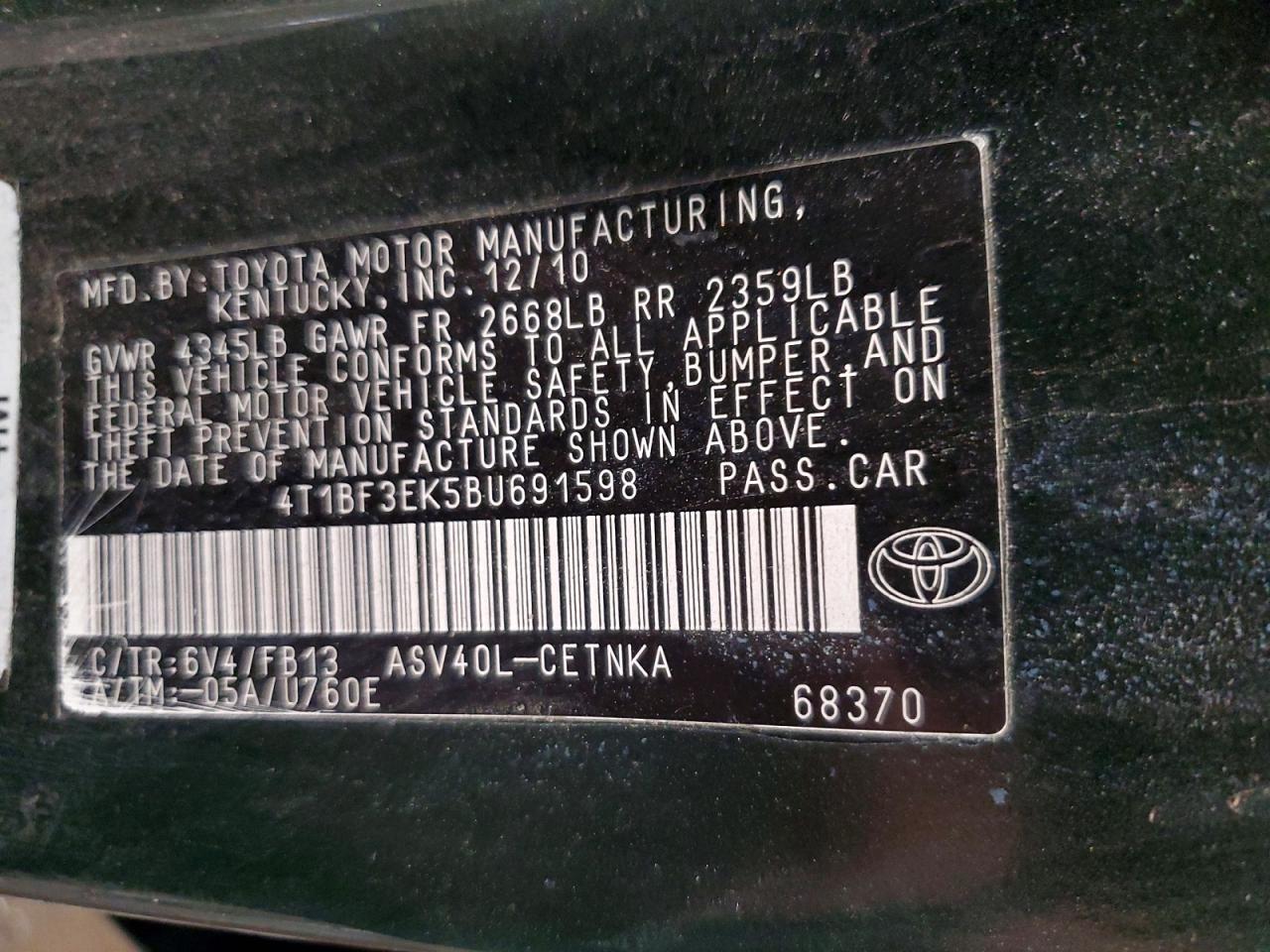 2011 TOYOTA CAMRY LE photo 25