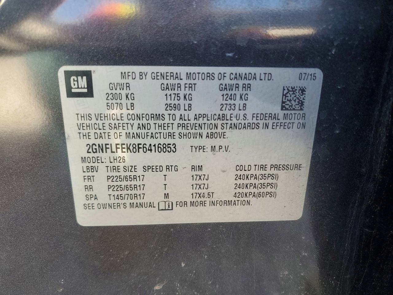 2015 CHEVROLET EQUINOX LT photo 25