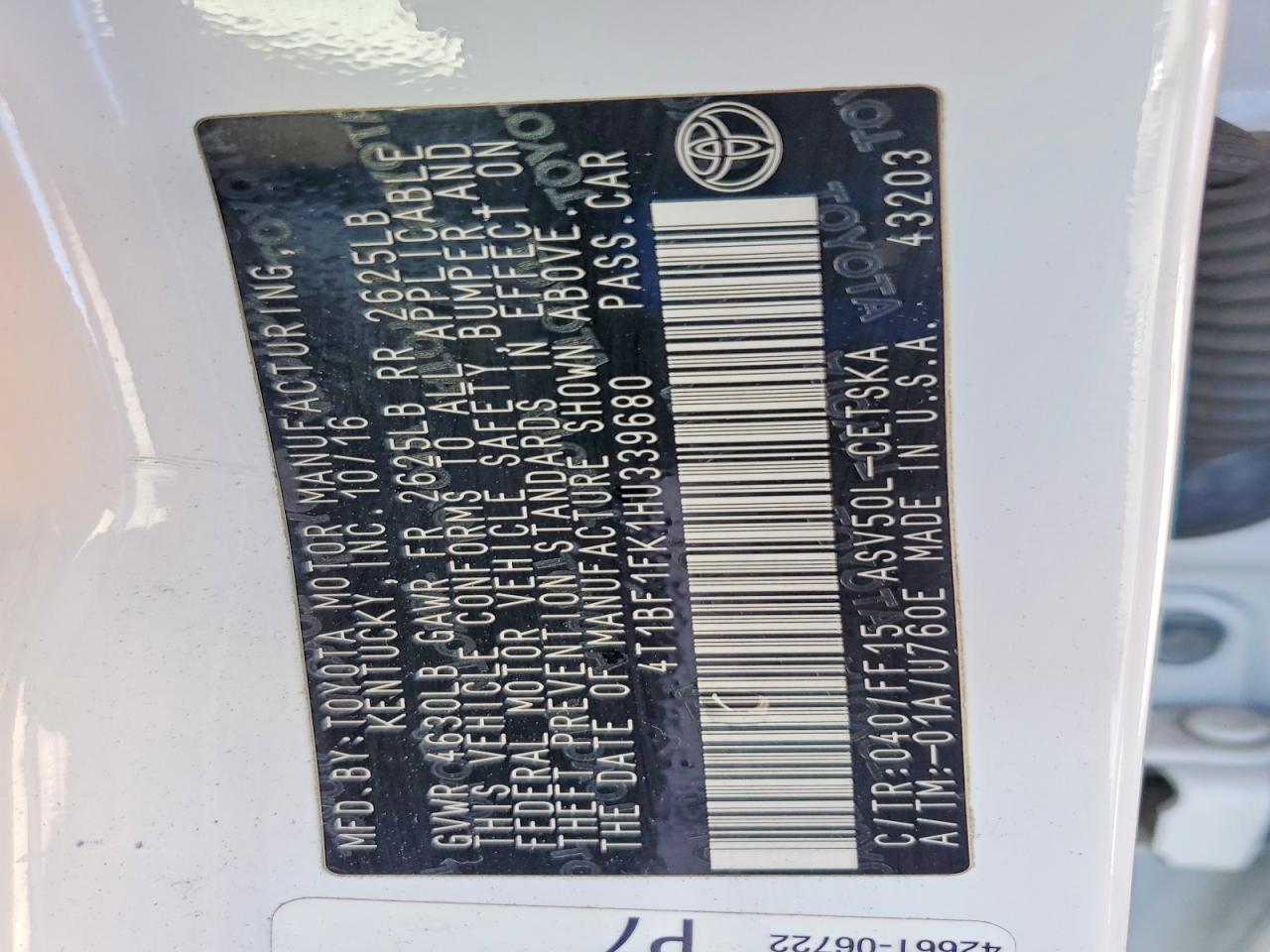2017 TOYOTA CAMRY SE photo 37