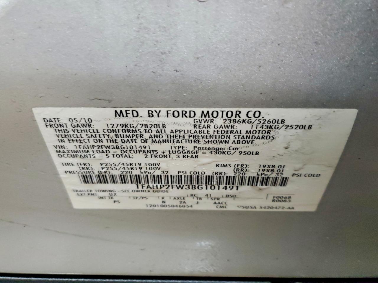 2011 FORD TAURUS LIMITED photo 25