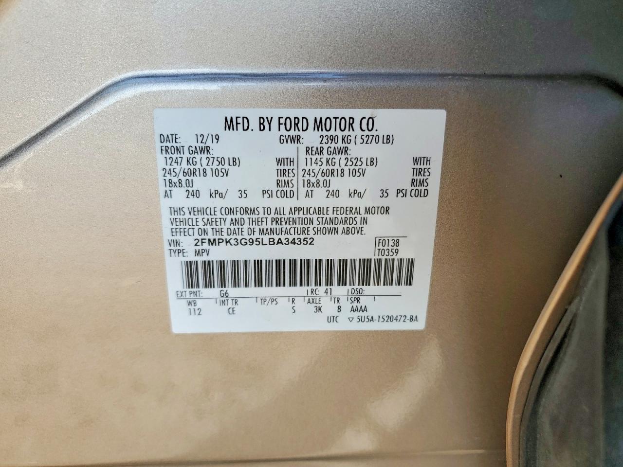 2020 FORD EDGE SE photo 34
