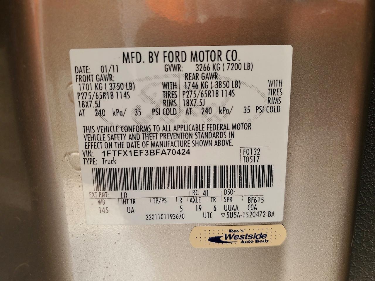 2011 FORD F150 SUPER CAB photo 23