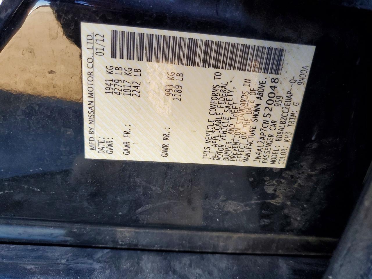 2012 NISSAN ALTIMA 2.5 photo 13