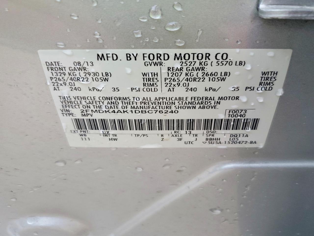 2013 FORD EDGE SPORT photo 13