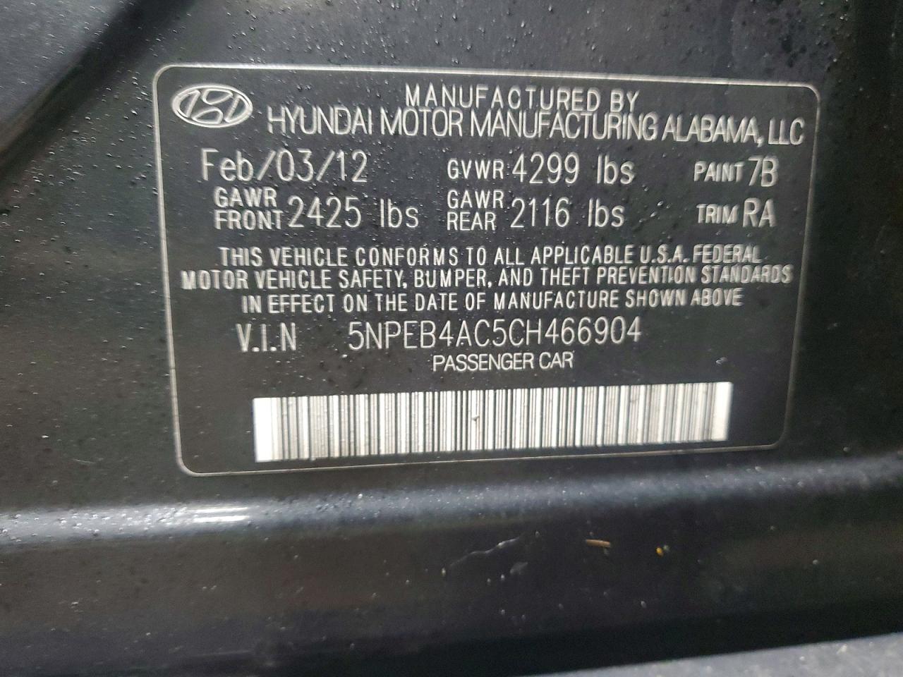 2012 HYUNDAI SONATA GLS photo 34