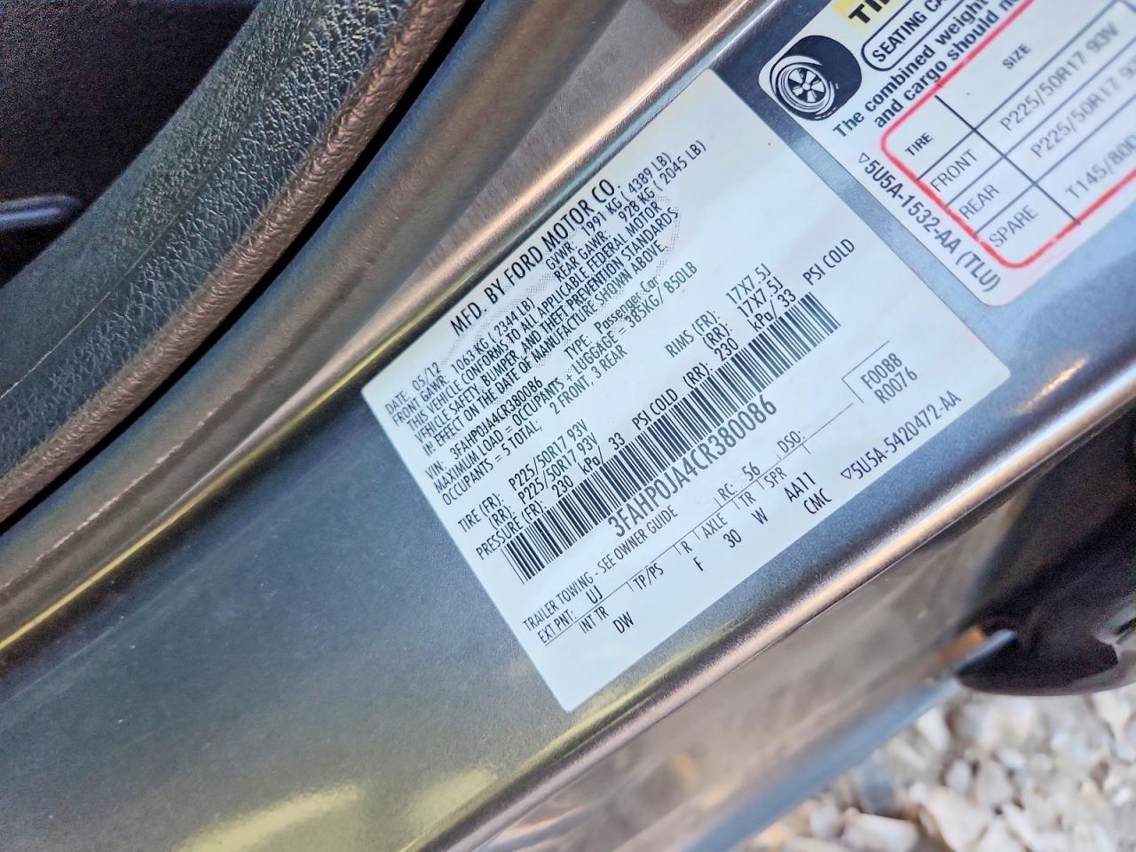 2012 FORD FUSION SEL photo 12
