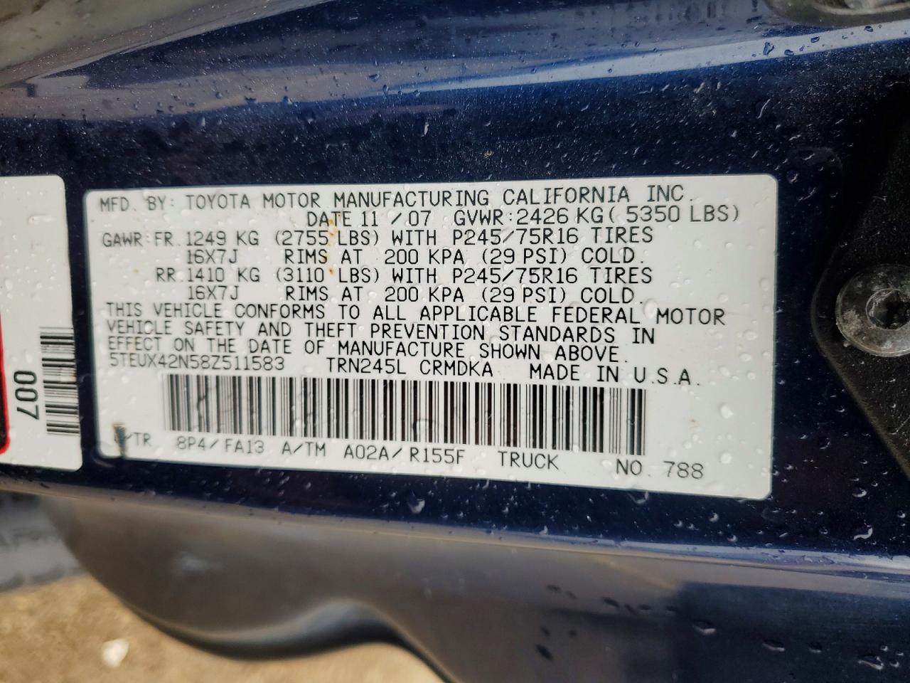 2008 TOYOTA TACOMA BASE photo 40
