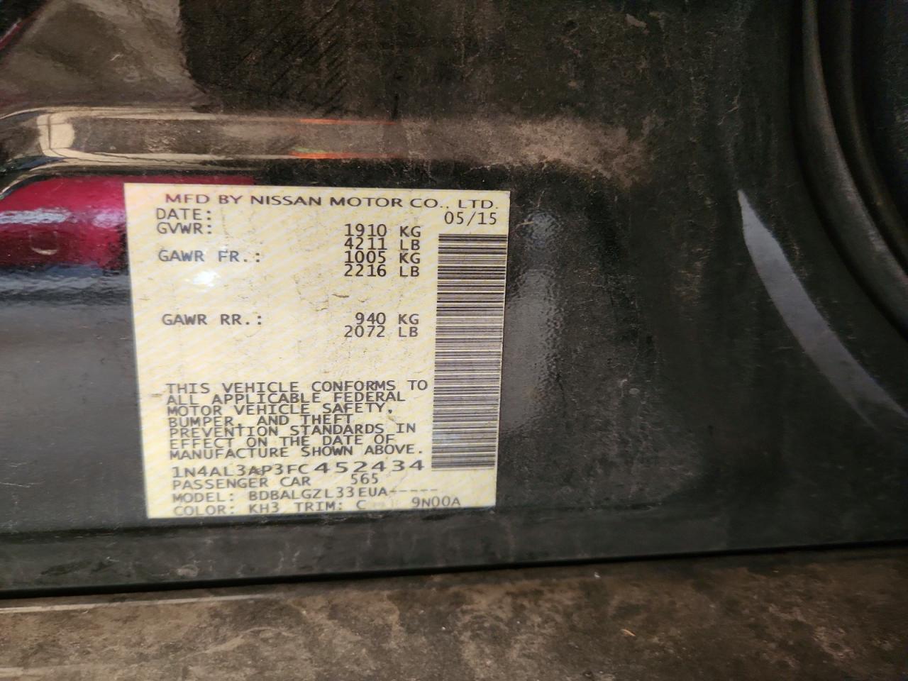 2015 NISSAN ALTIMA 2.5 S photo 12