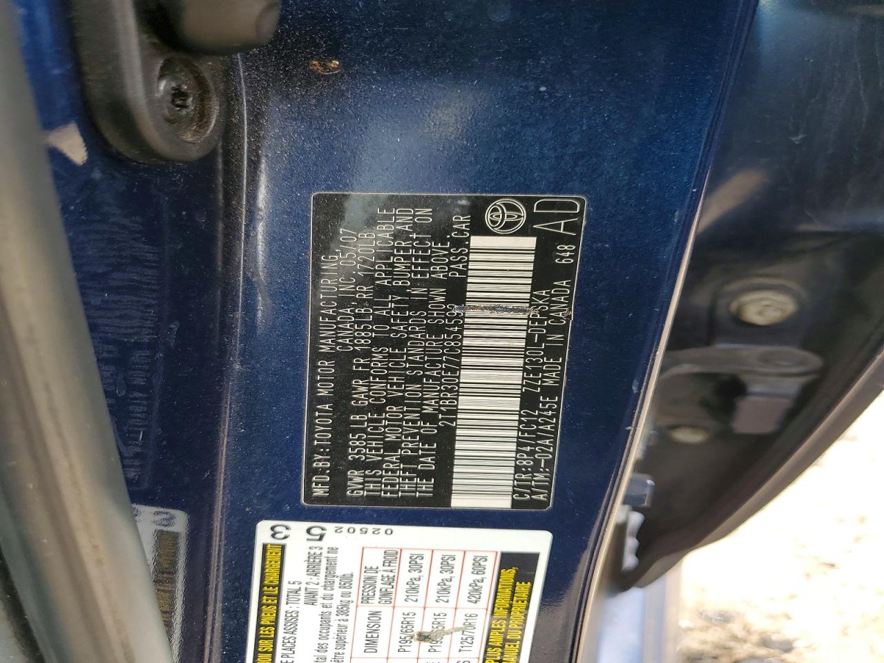 2007 TOYOTA COROLLA S photo 23