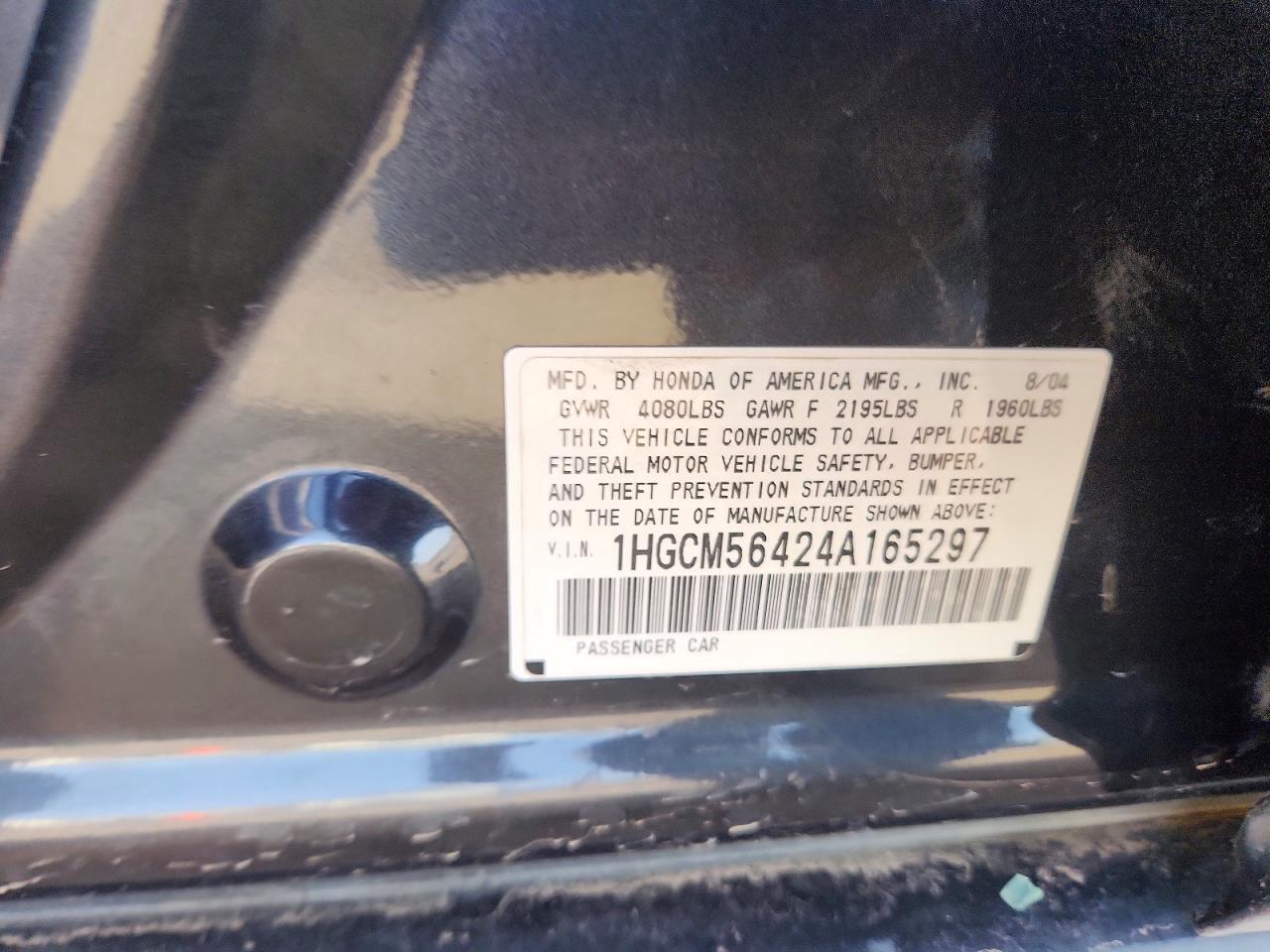 2004 HONDA ACCORD LX photo 23