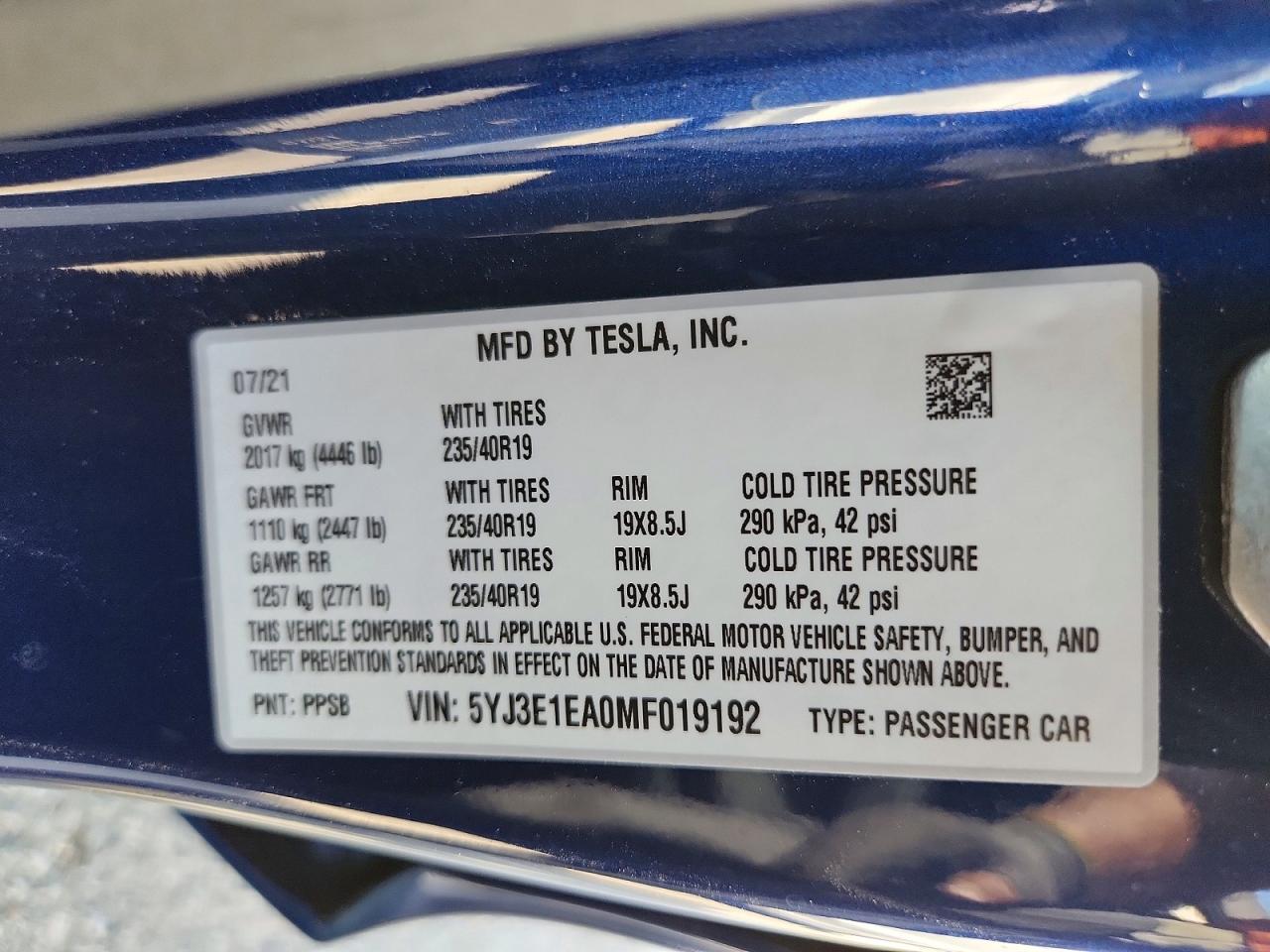 2021 TESLA MODEL 3 photo 34