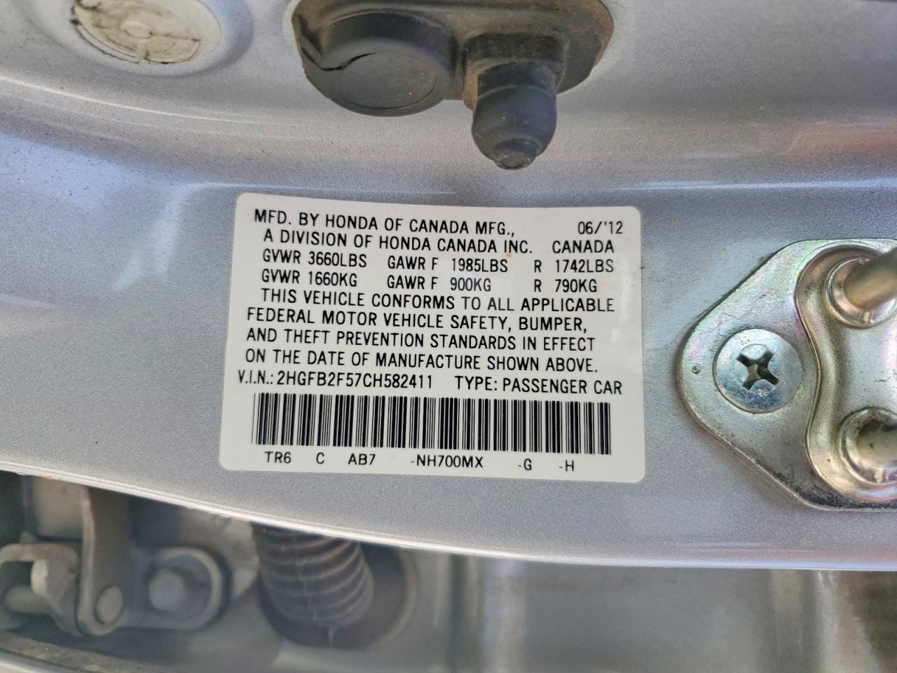 2012 HONDA CIVIC LX photo 34