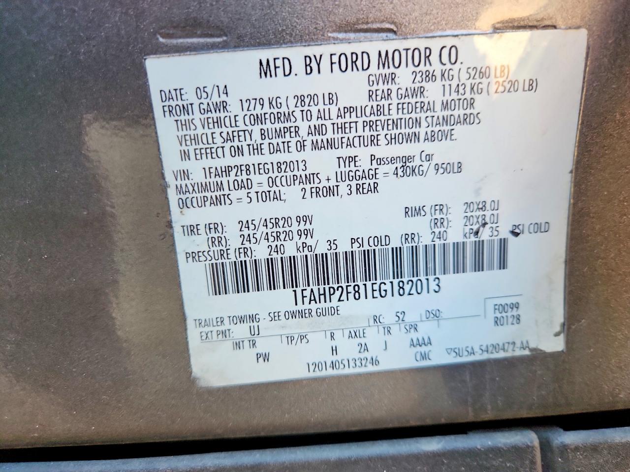 2014 FORD TAURUS LIMITED photo 13