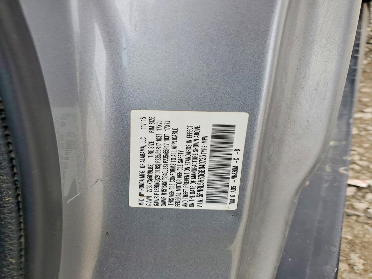 2016 HONDA ODYSSEY EXL photo 13